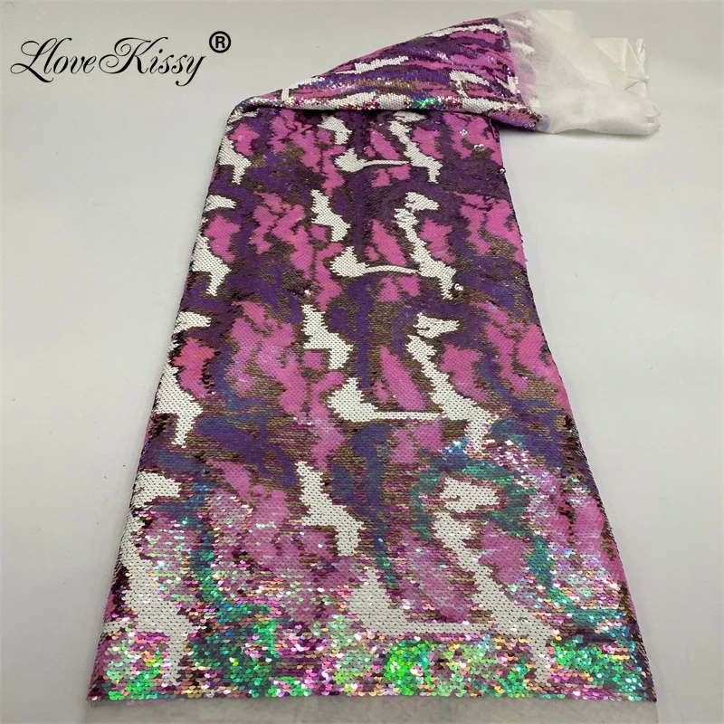 Embroidery Gradient - Nowa brokatowa tkanina siatkowy haft kolorowy