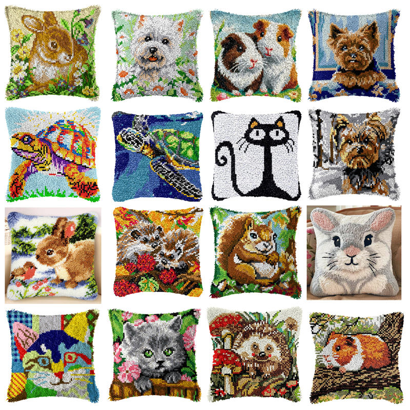 Printed Embroidery Kit - DIY królik kot zatrzask hak zestawy