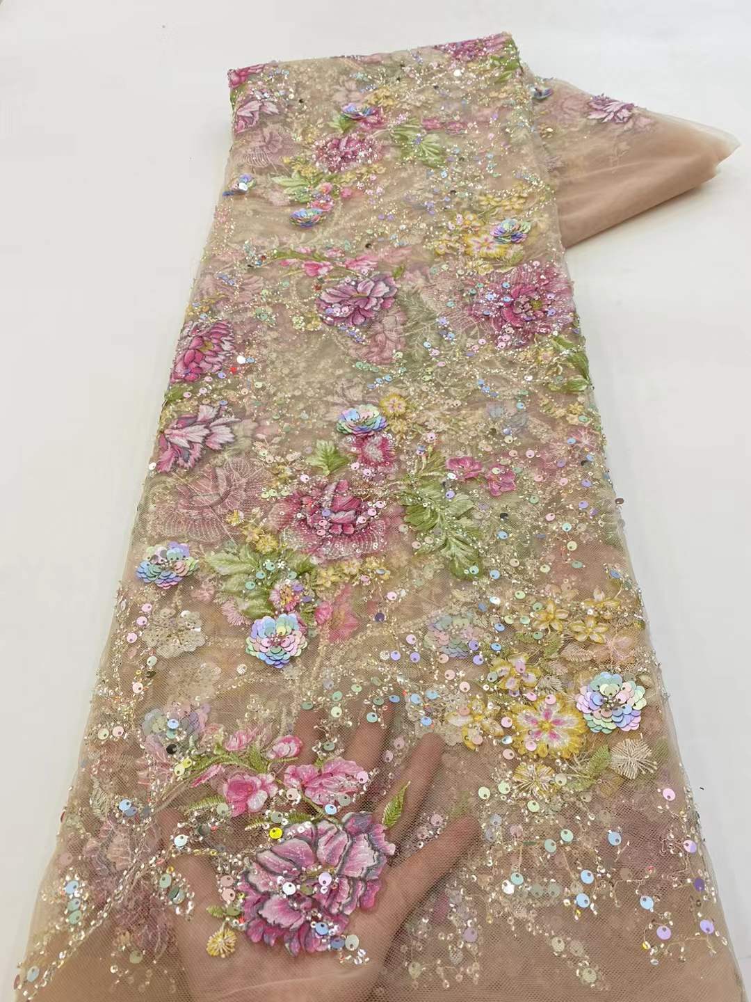 Embroidery Gradient - Afrykańska koronka z cekinami 2026 wysokiej