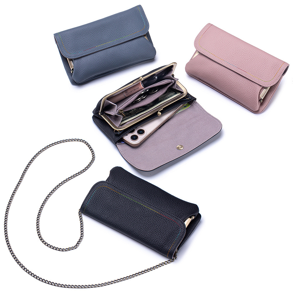 Embroidery Wallet - Torebka na ramię z prawdziwej skóry