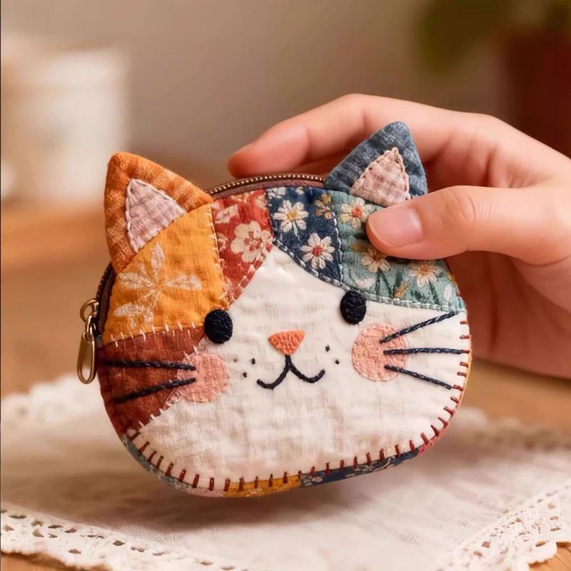 Embroidery Wallet - Japońska portmonetka w stylu color-blocking z