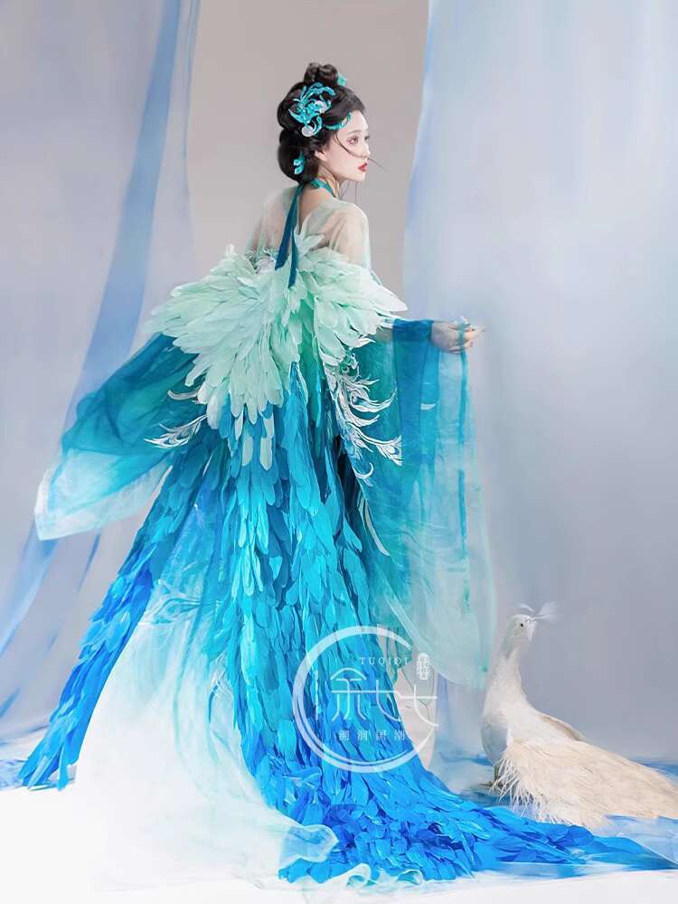 Embroidery Skirt - Nowa Pawia Hanfu Damska Moda Ciężki